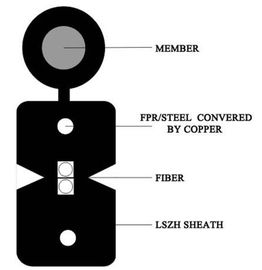 Single Mode 2 Core Ftth Drop Cable Low Bend Sensitivity Fibre LSZH Material