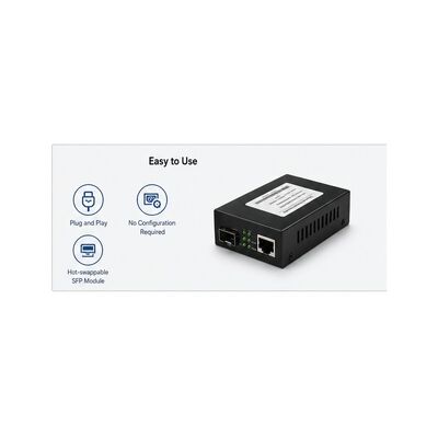 kupować Przemysłowy konwerter mediów Gigabit SFP z redundantnym zasilaniem Dual DC 12-48V, ochroną IP40 i zakresem temperatur pracy od -40°C do 85°C online manufacture