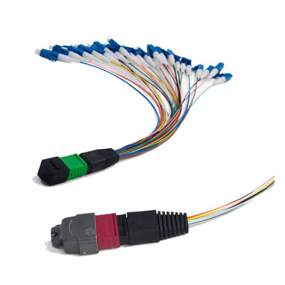 3.0mm LSZH Okrągły MPO MTP Patch Cord z niską stratą wstawiania ≤ 0,35dB dla aplikacji multimodowych 10G OM3 OM4