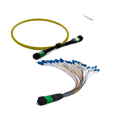 Single Mode 12 MPO MTP Fiber Optic Patch Cord z 3,0 mm robustną konstrukcją i kolorem kabla 8/12 dla centrów danych o wysokiej gęstości