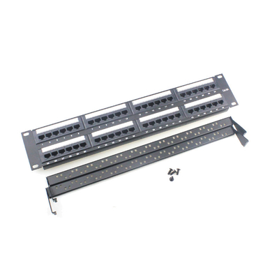 Pre-terminated Ethernet Patch Panels Black 110/Krone IDC z bezpieczną osłoną zarządzania kablami