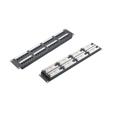 Panel patch Ethernet RJ45 do montażu na regałach z osłoną i zarządzaniem kablami