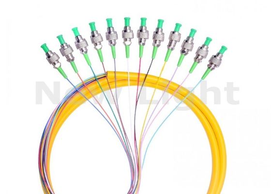 Jednostronnego trybu FC UPC 12 Core Fanout Fiber Optic Pigtail z średnicą 0,9 mm i niską stratą wstawienia