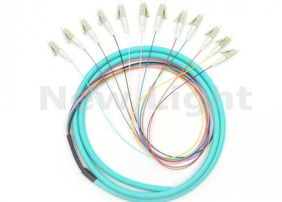LC OM3 12 rdzenia Multimode Fiber Optic Pigtail o długości 1,5 m i zielony kolor