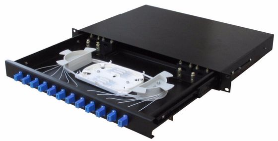 1U 19 Inch SC Fiber Optic Distribution Frame z 144 rdzeniami i konstrukcją ze stali nierdzewnej dla sieci FTTH/FTTB/FTTX