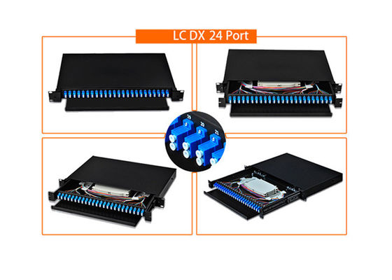 19 cali 24 LC Port Fiber Optic Patch Panel z Cold Plate Spray Molding dla centrów danych